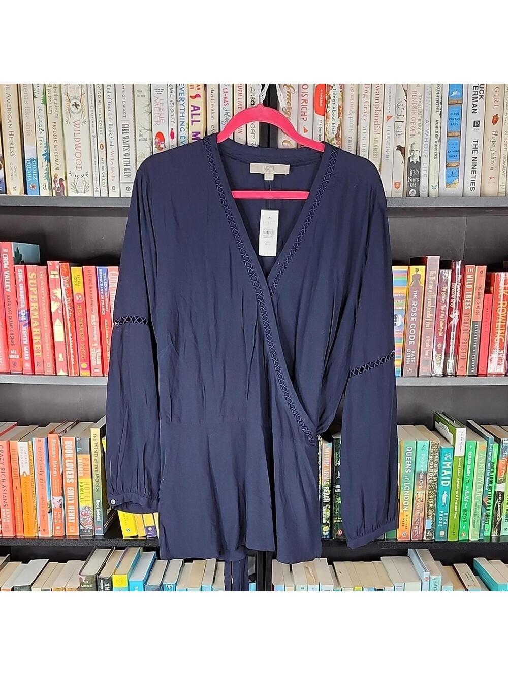 LOFT Navy Wrap Blouse Size 20 NWT